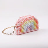 Mini sac à chaîne pour écouteurs avec perles arc-en-ciel, sac fait main en perles, pochette élégante à bandoulière texturée en perles